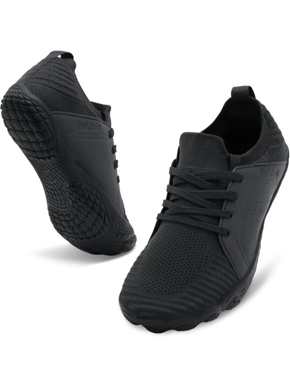 Men's Black Barefoot Trail Running Shoes Minimalist Wide Toe Box Design Non-Slip